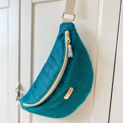 Sac banane velours bleu taille M