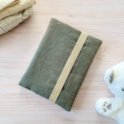 carnet de santé personnalisé en lin kaki