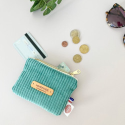 Porte-monnaie personnalisable en velours bleu