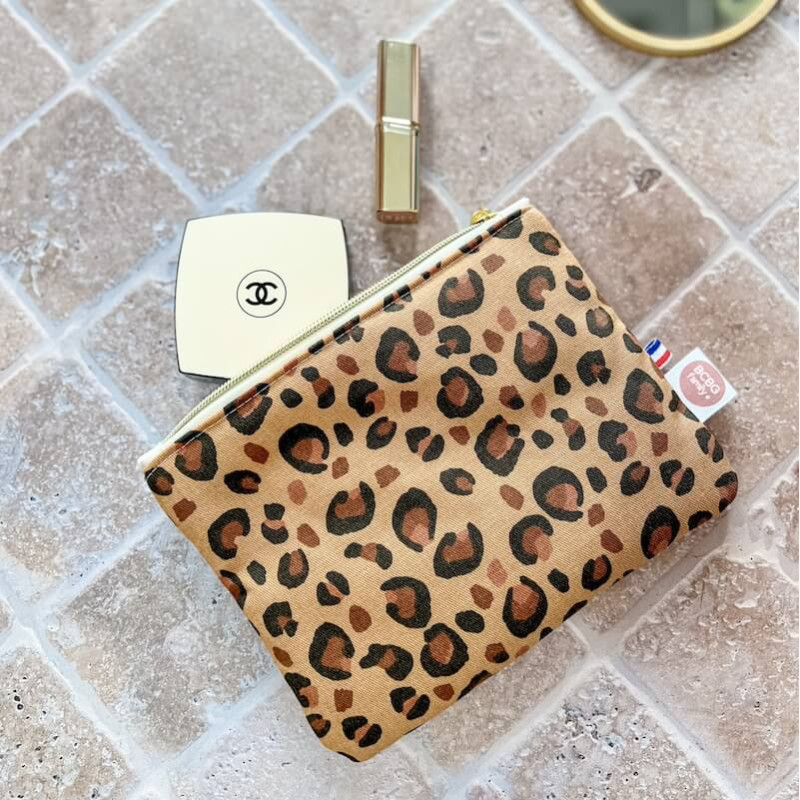 pochette à maquillage à personnaliser léopard