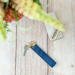 Porte clé personnalisé famille "Lin bleu marine"