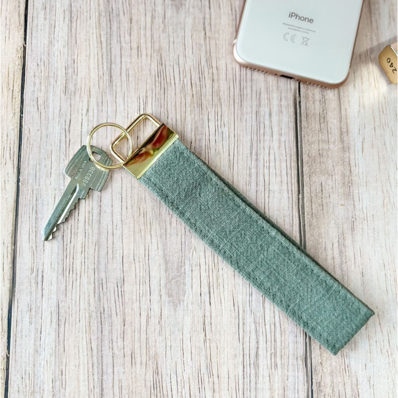 porte clé personnalisé lin kaki