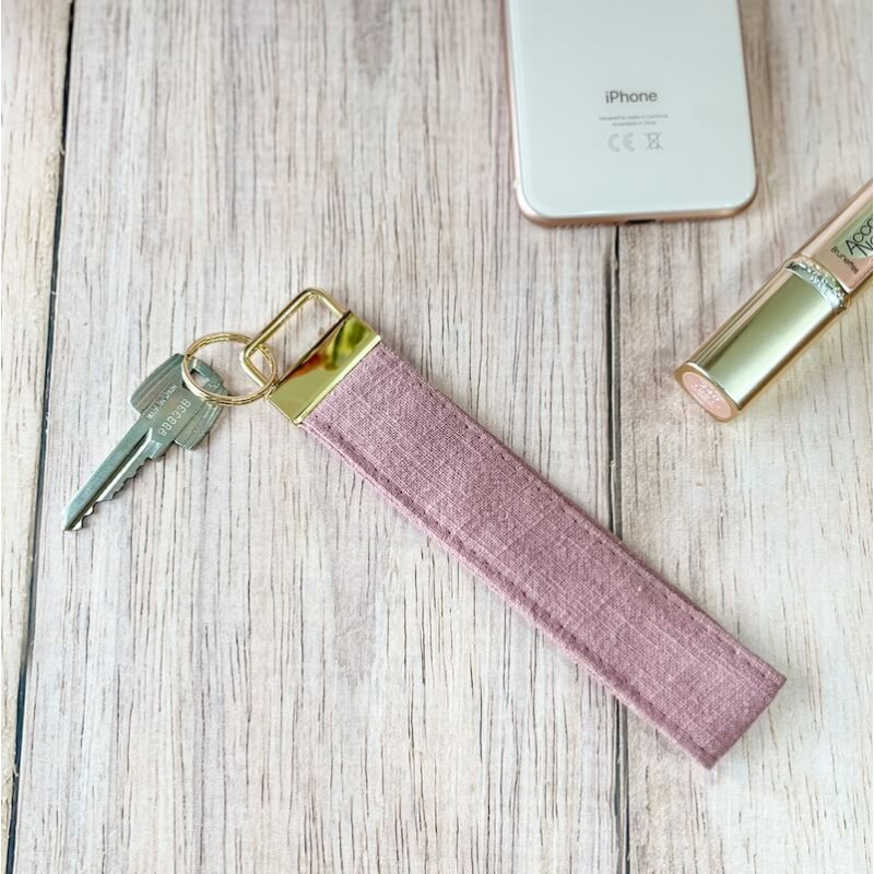 porte clé personnalisé lin rose