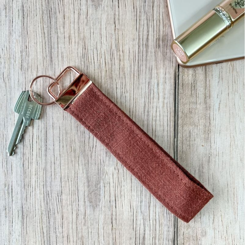 porte clé personnalisé lin terracotta