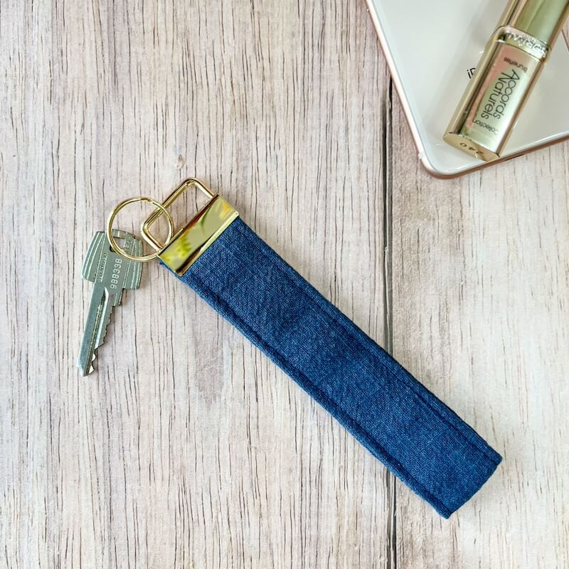 porte clé personnalisé lin bleu marine