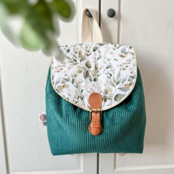 Sac maternelle personnalisé en velours vert sapin