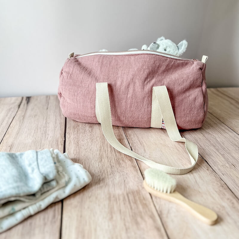 Sac polochon à personnaliser en lin rose