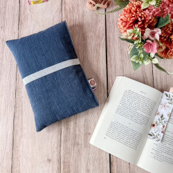 pochette livre en lin bleu marine format relié