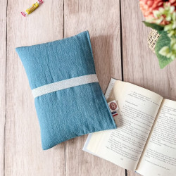pochette à livre en lin bleu