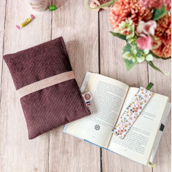 Pochette à livre en velours prune made in France