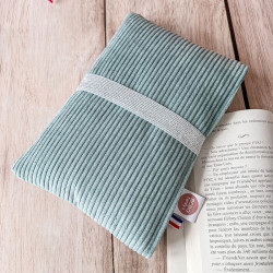 pochette pour livre en velours bleu ciel