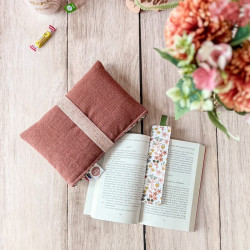 Pochette pour livre en lin terracotta