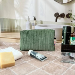 trousse de toilette homme personnalisable en velours vert kaki