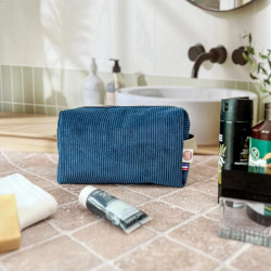 trousse de toilette homme personnalisable en velours bleu
