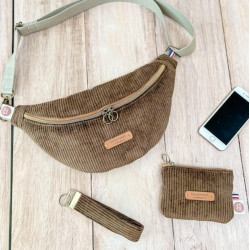 sac banane homme en velours marron chocolat
