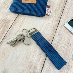 porte clé homme personnalisé en velours bleu marine