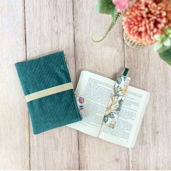 Pochette pour livre en velours vert sapin / émeraude pour livre de poche