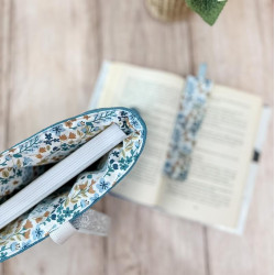 Pochette à livre avec doublure à fleurs bleu