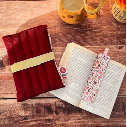 pochette pour livre en velours matelassé couleur lie de vin